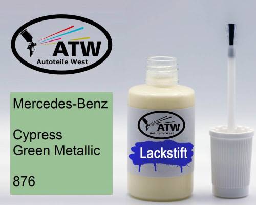 Mercedes-Benz, Cypress Green Metallic, 876: 20ml Lackstift, von ATW Autoteile West.